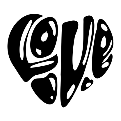 Love Heart Bubble Text Vinyl Decal Sticker
