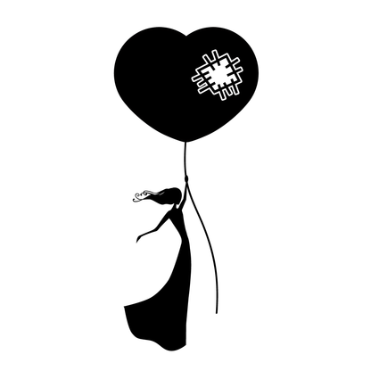 Lady With Heart Balloon Vinyl Decal Sticker