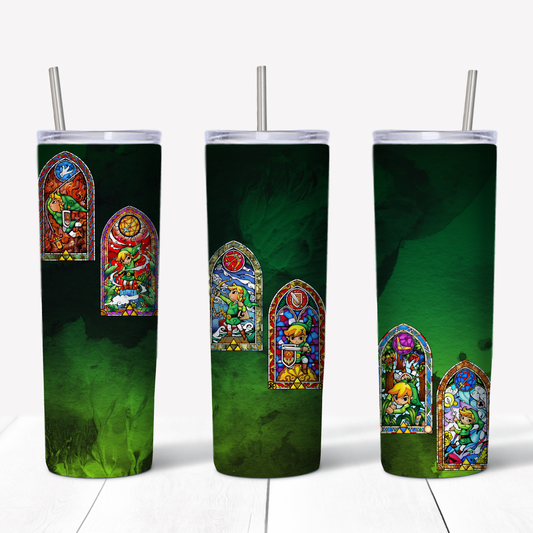 Legend of Zelda Stained Glass 20oz Sublimated Metal Tumbler