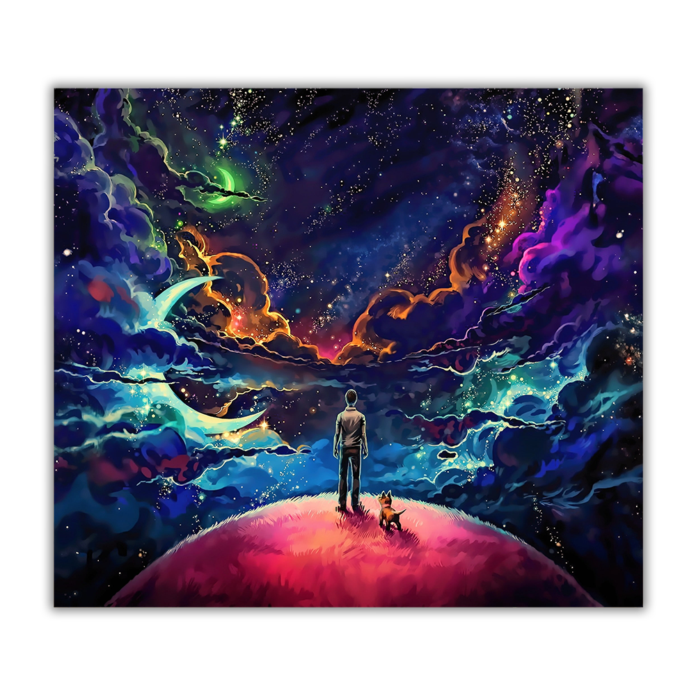 A Boy &amp; His Dog Outer Space 20oz gesublimeerde metaal tuimelaar