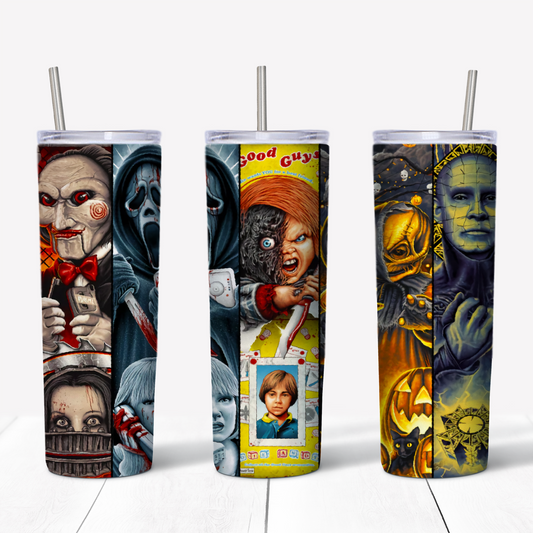 Masked Horror Movie Characters 20oz Sublimated Metal Tumbler