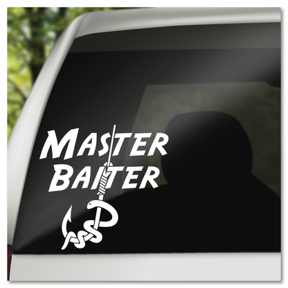 Master Baiter Fishing Humor Worm On Hook Vinyl Decal Sticker