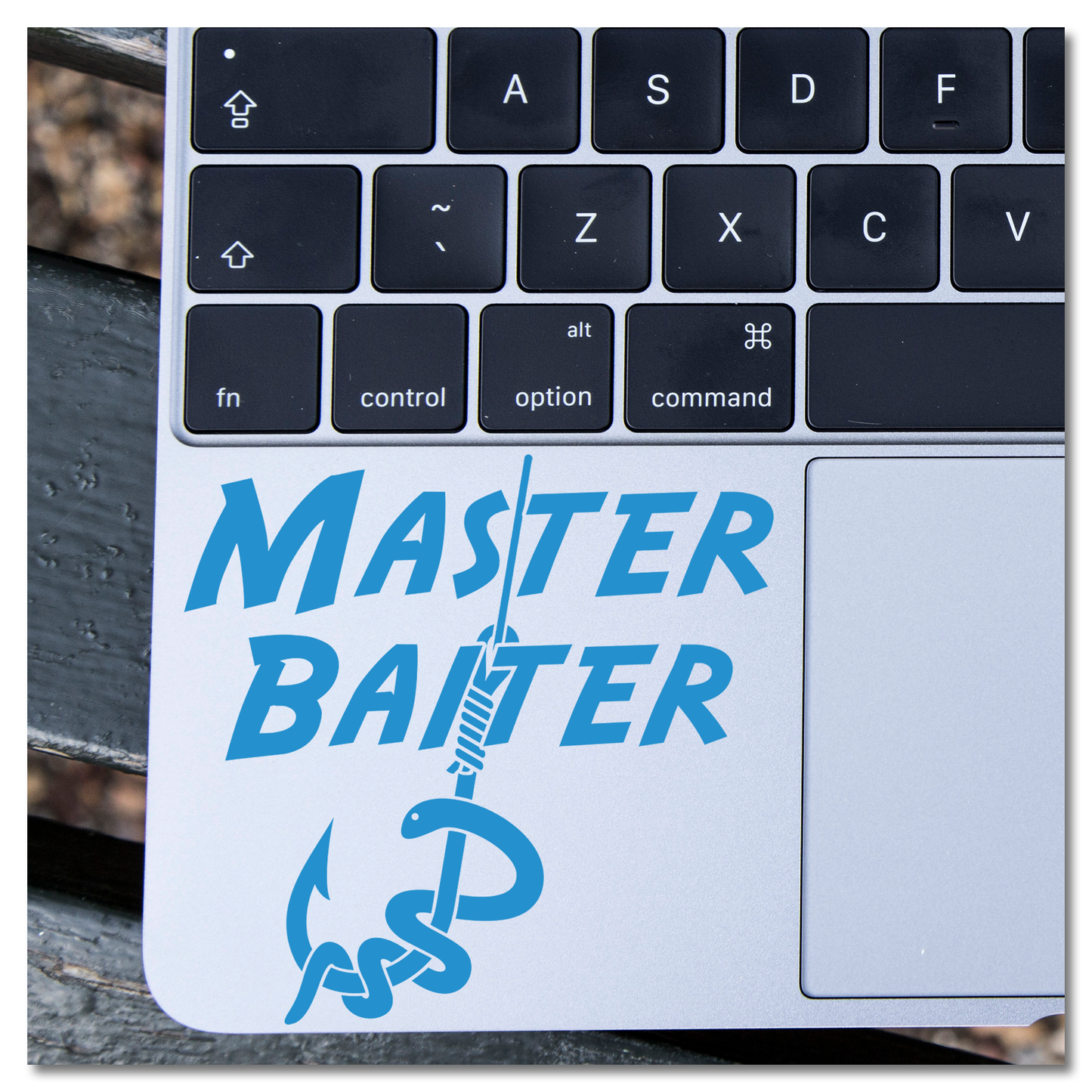 Master Baiter Fishing Humor Worm On Hook Vinyl Decal Sticker