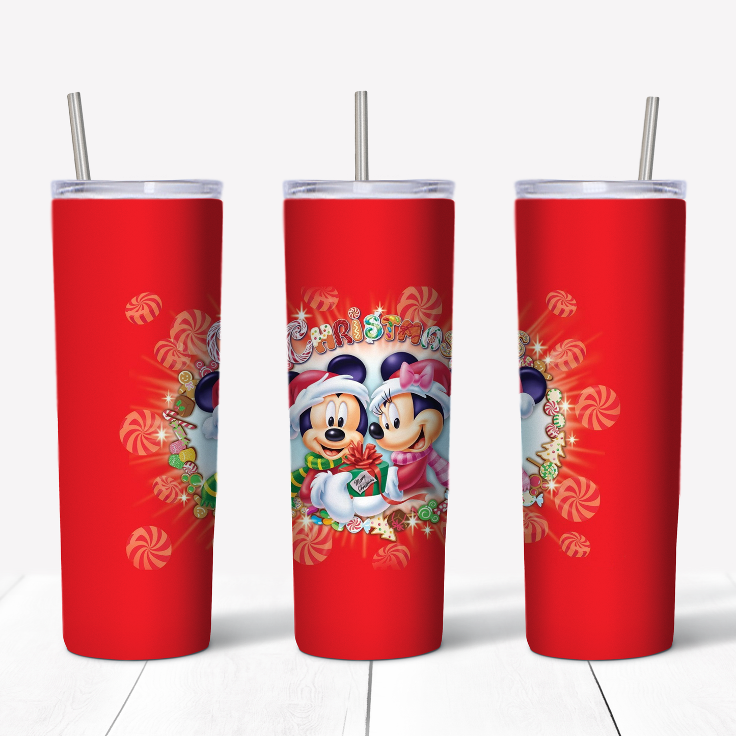 Mickey & Minnie Christmas 20oz Sublimated Metal Tumbler