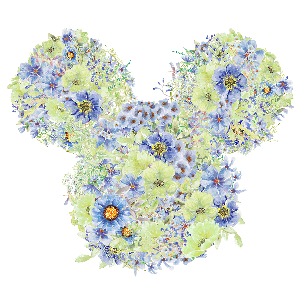 Moody Blues Flowers Mickey Mouse Hidden Mickey-ikoon Disney digitale aflaai vir sublimasie en druk