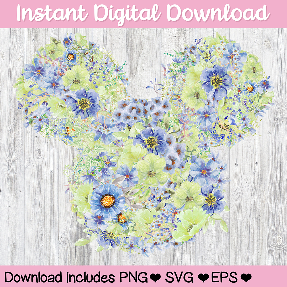 Moody Blues Flowers Mickey Mouse Hidden Mickey Icon Disney Digital Download For Sublimation & Printing