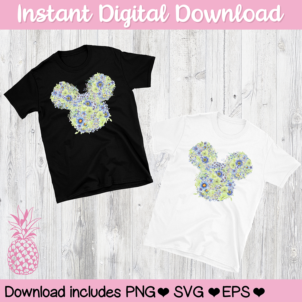 Moody Blues Flowers Mickey Mouse Hidden Mickey Icon Disney Digital Download For Sublimation & Printing