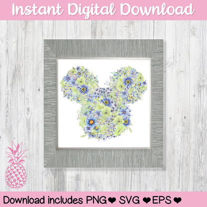 Moody Blues Flowers Mickey Mouse Hidden Mickey Icon Disney Digital Download For Sublimation & Printing