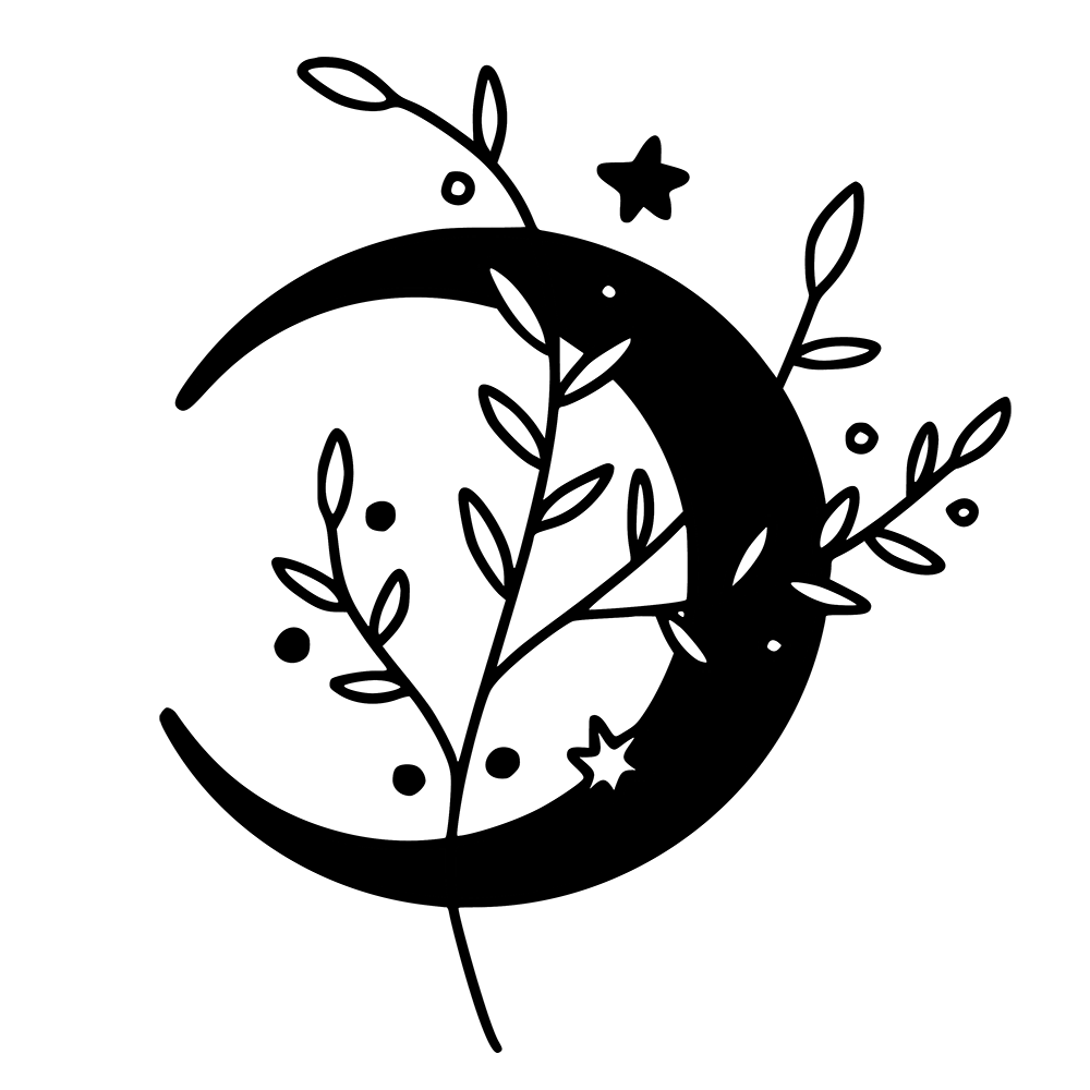 Crescent Moon & Plants Vinyl Decal Sticker