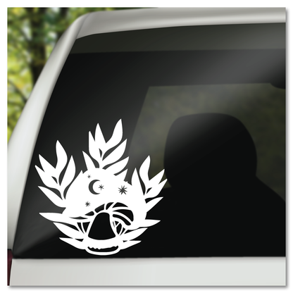 Celestial Mushroom and Leaves Vinyl Decal Sticker