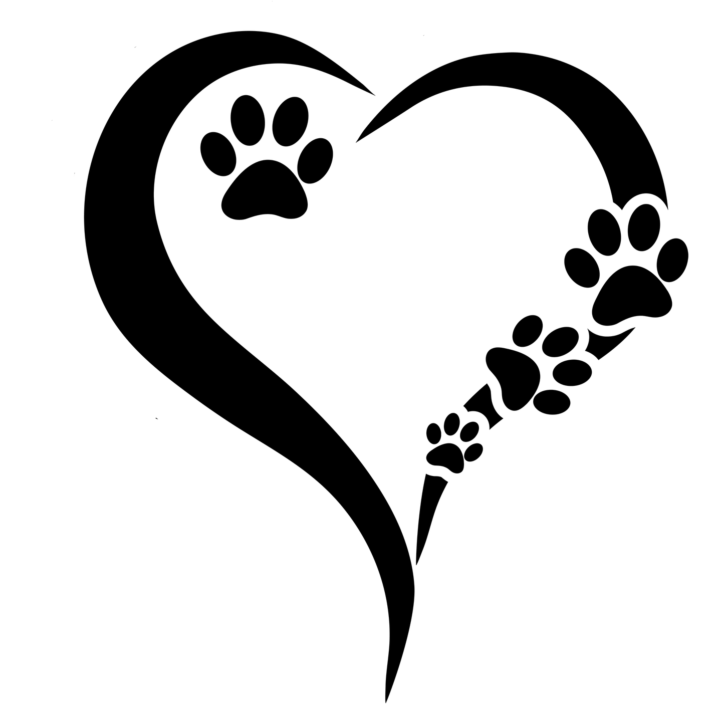 Paw Prints in Heart Vinyl Decal Sticker