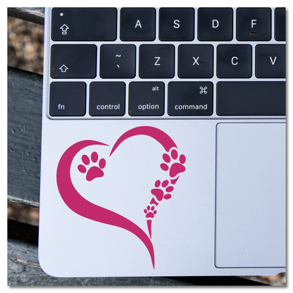 Paw Prints in Heart Vinyl Decal Sticker