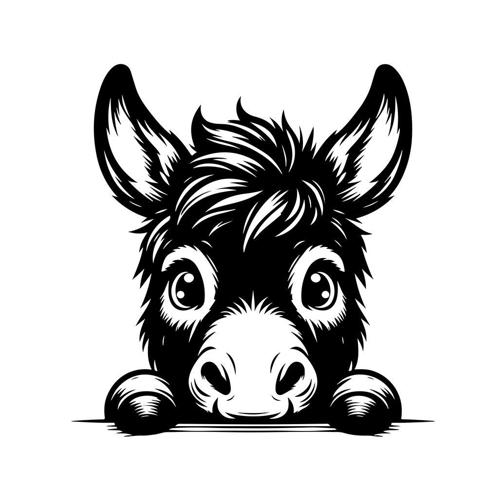 Peeking Donkey Vinyl Decal Sticker