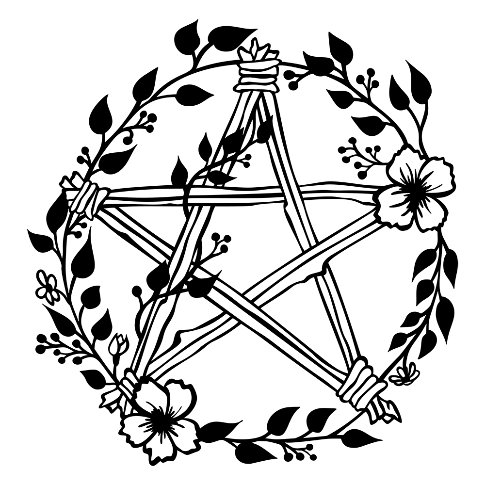 Floral Twig Pentacle Vinyl Decal Sticker