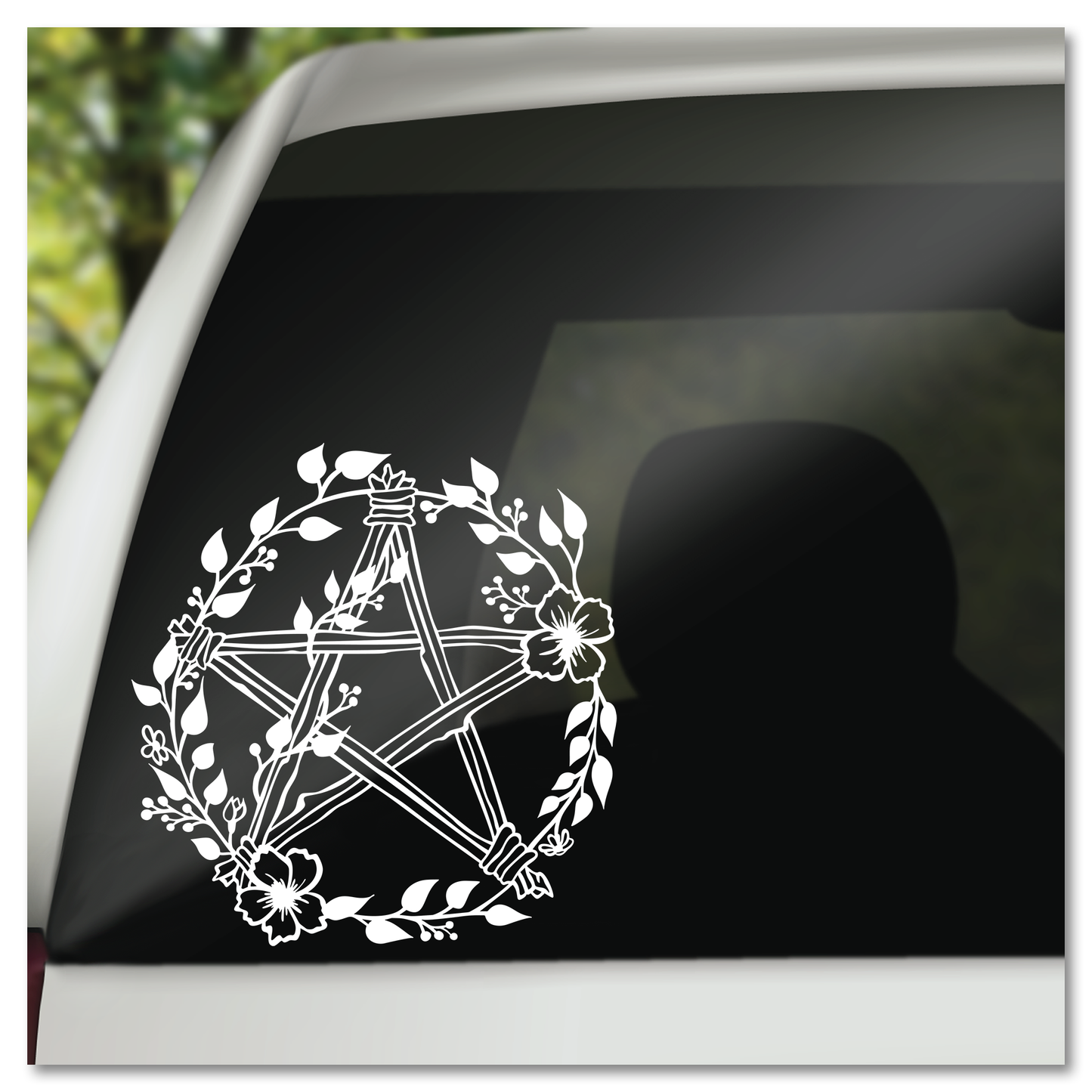 Floral Twig Pentacle Vinyl Decal Sticker