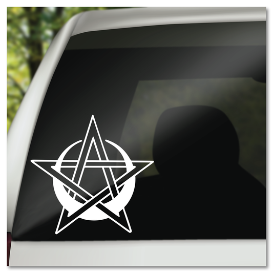 Pentacle and Crescent Moon Vinyl Decal Sticker
