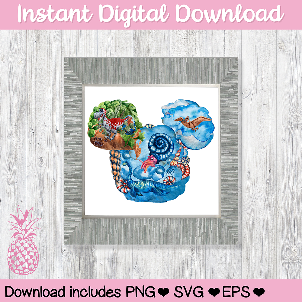 Pre-Historic Dinosaurs Mickey Mouse Hidden Mickey Icon Disney Digital Download For Sublimation & Printing