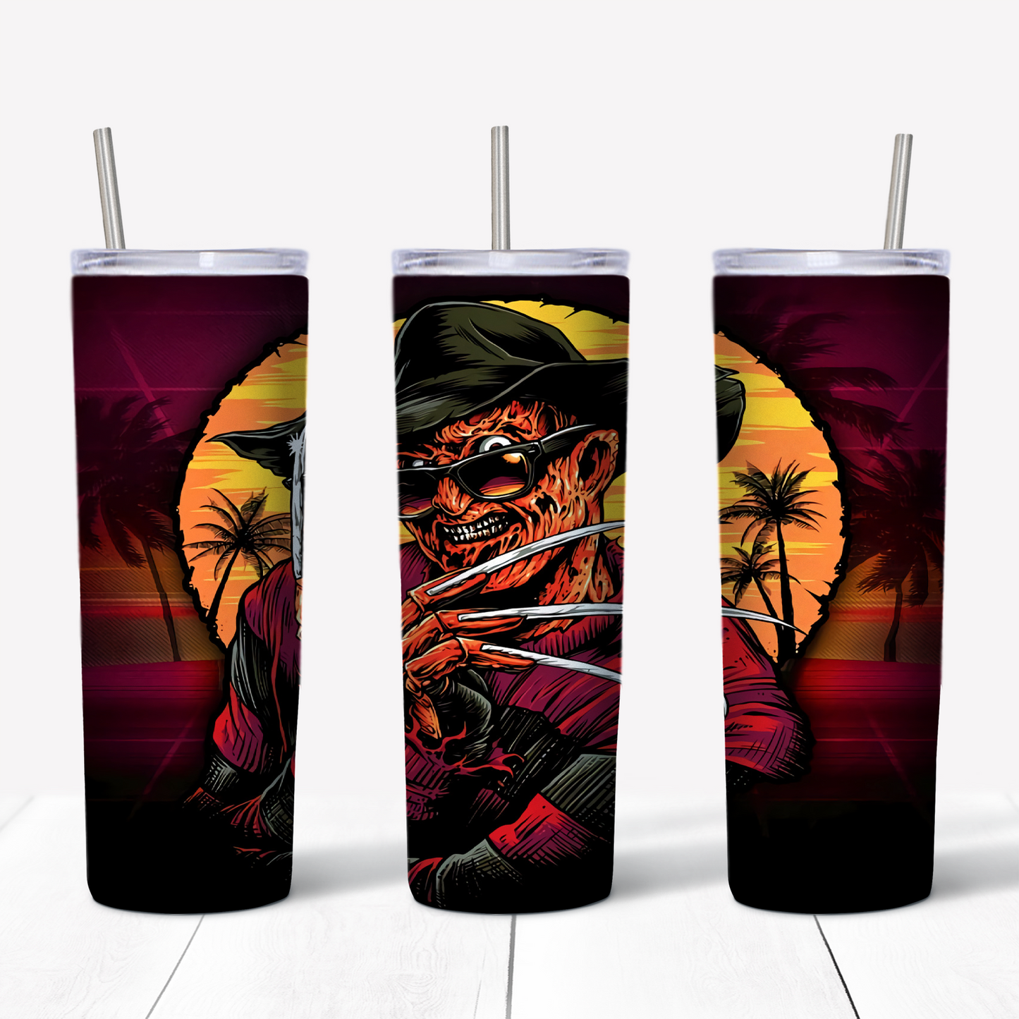 Freddy Kruger Retro 20oz Sublimated Metal Tumbler