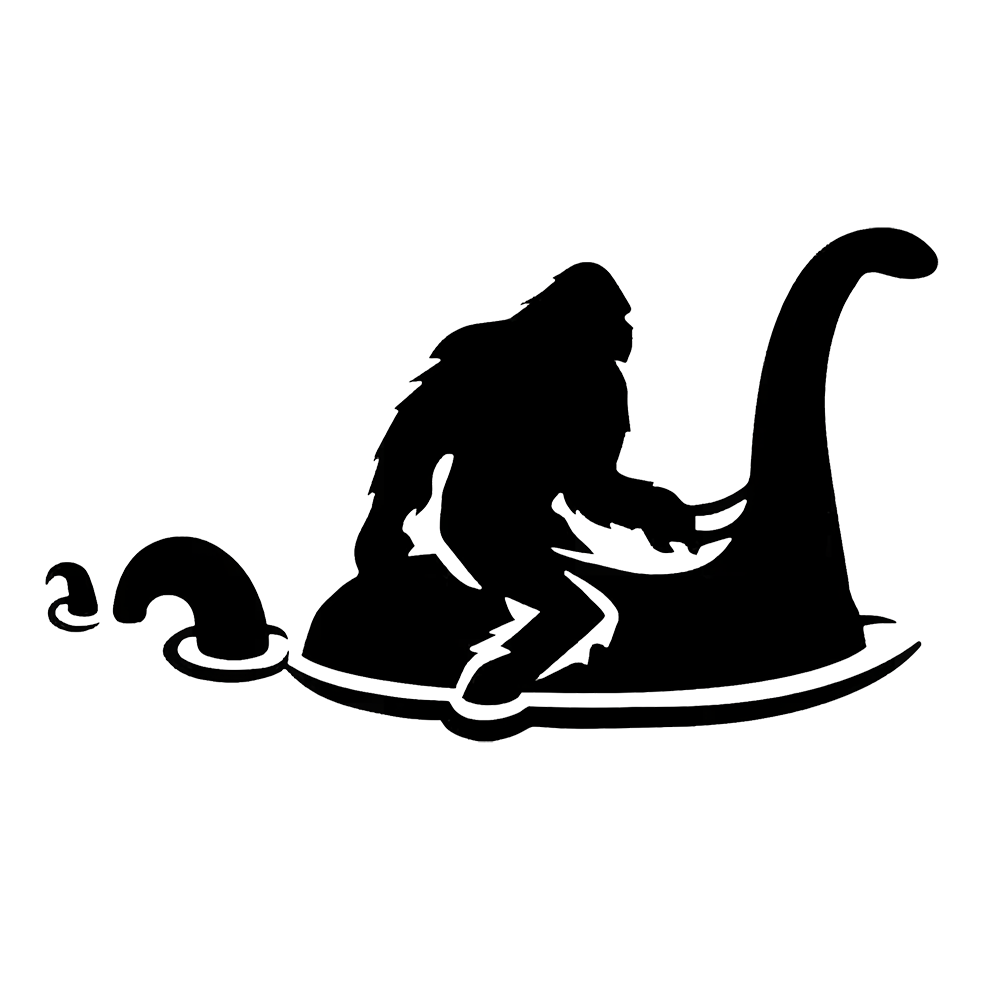 Bigfoot Riding Nessy Cryptids Vinyl Decal Sticker