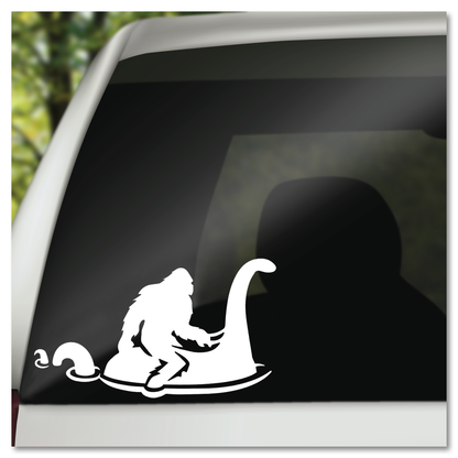 Bigfoot Riding Nessy Cryptids Vinyl Decal Sticker