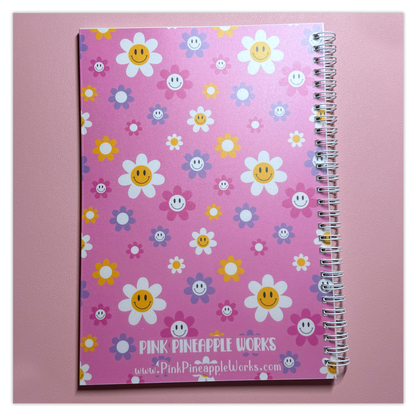 Retro Y2K Happy Smiley Flowers Groot herbruikbare plakkerboek - 3 GRATIS PLAKKERS ingesluit!