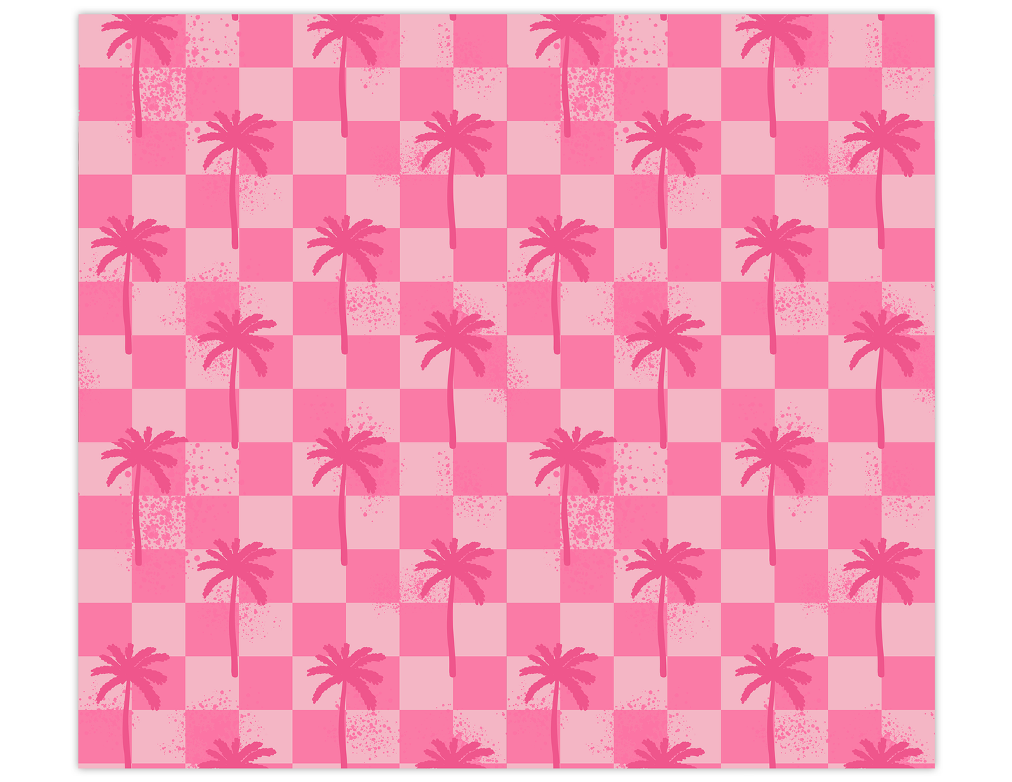 SoCal Pink Checkers and Palm Trees 20oz Sublimated Metal Tumbler