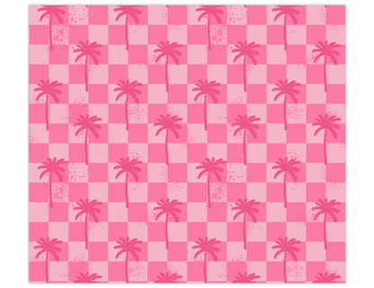 SoCal Pink Checkers and Palm Trees 20oz Sublimated Metal Tumbler