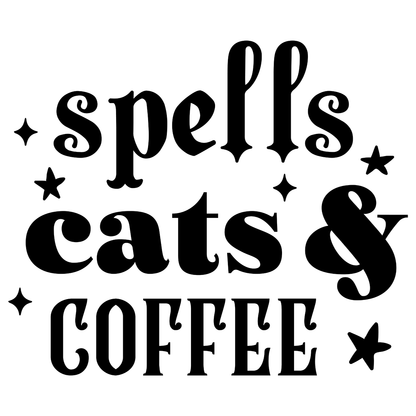 Spells Cats &amp; Coffee Vinyl Decal Sticker