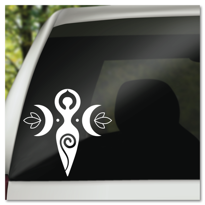 Spiral Goddess Crescent Moon Lotus Flower Vinyl Decal Sticker