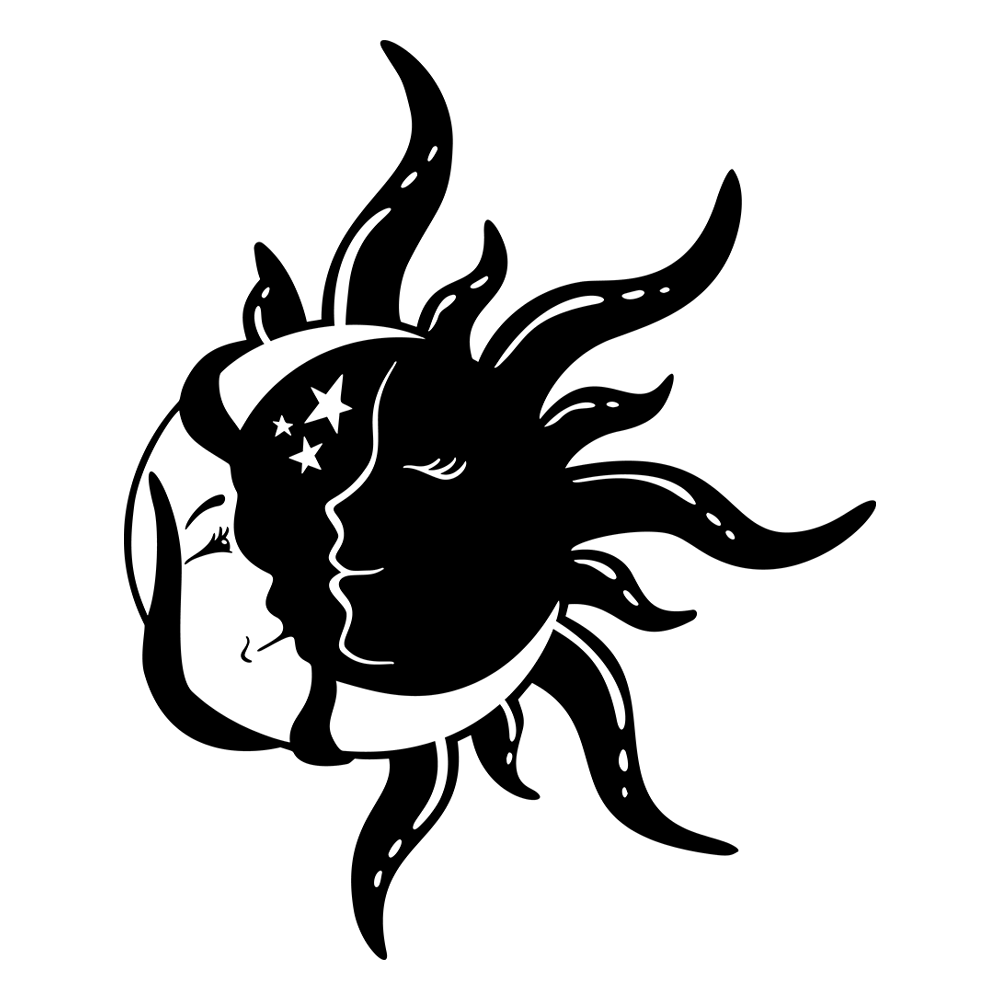 Celestial Sun Hugging Crescent Moon Vinyl Decal Sticker