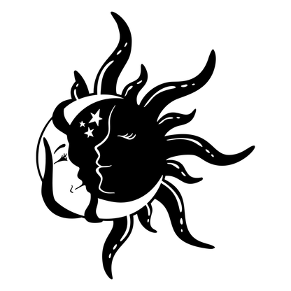 Celestial Sun Hugging Crescent Moon Vinyl Decal Sticker