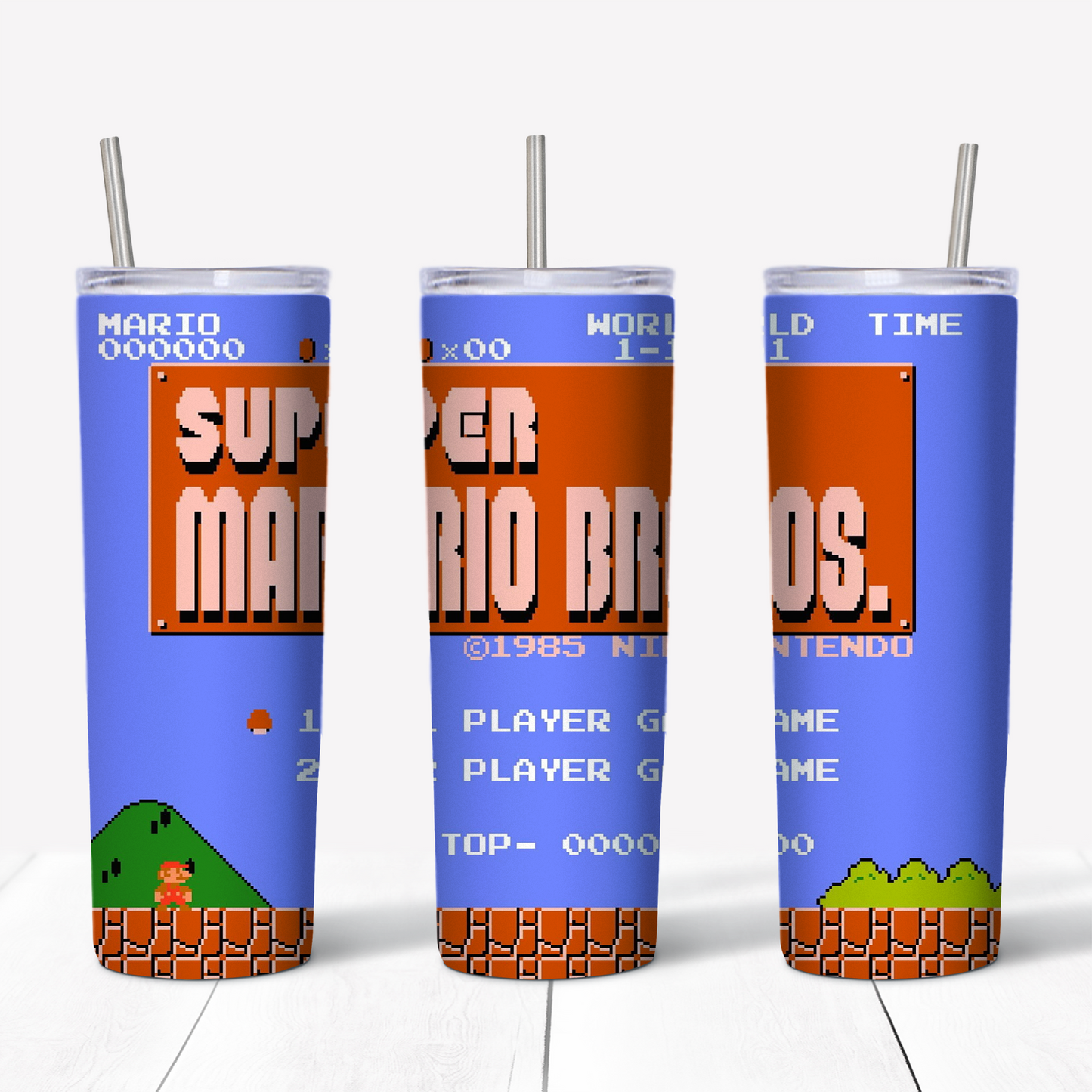 Super Mario Bros Start Screen 20oz gesublimeerde metaal tuimelaar