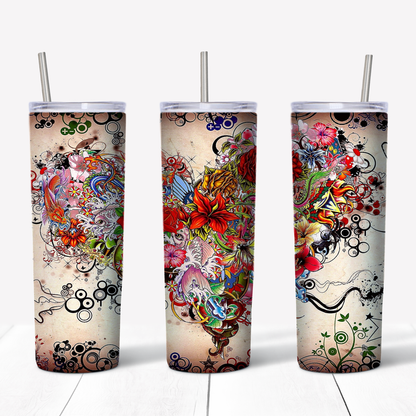 Tattoo Flash Heart 20oz Sublimated Metal Tumbler