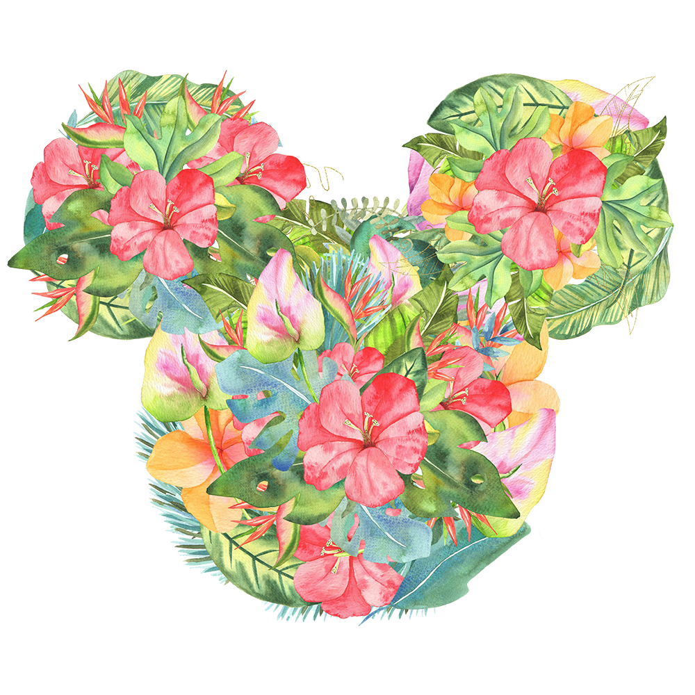 Tropical Floral Mickey Mouse Hidden Mickey Icon Disney Digital Download For Sublimation & Printing