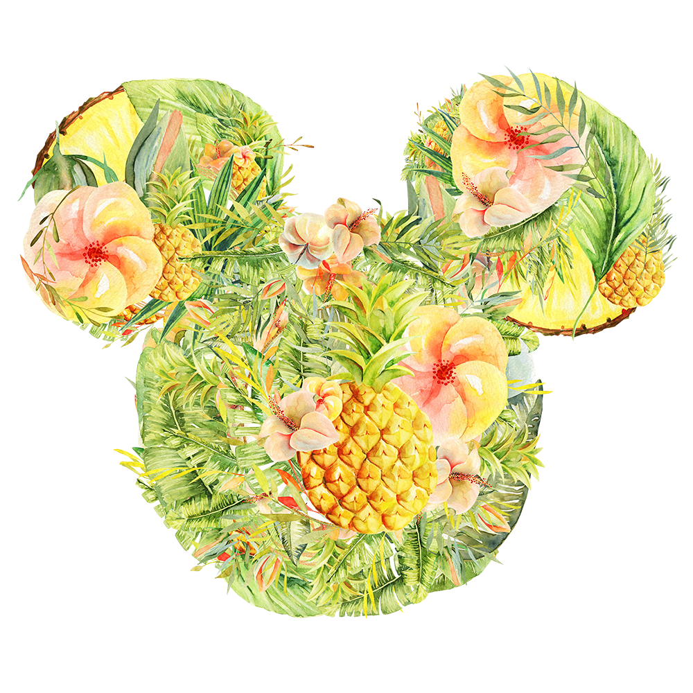 Tropical Pineapple Floral Mickey Mouse Hidden Mickey Icon Disney Digital Download For Cutting Machines