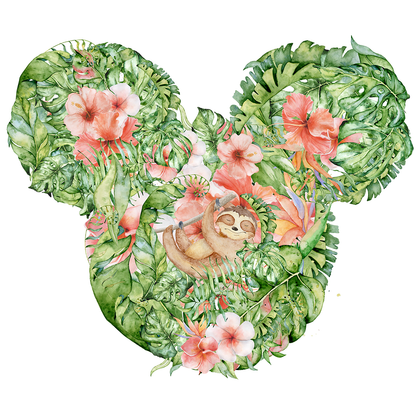 Tropical Sloth Floral Mickey Mouse Hidden Mickey Icon Disney Digital Download For Sublimation & Printing