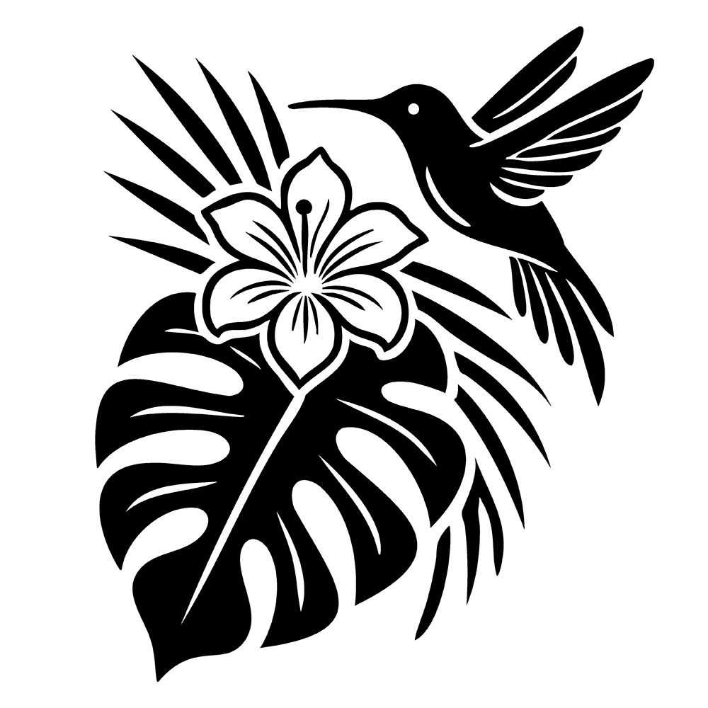 Tropical Hummingbird Monstera Leaf Plumeria Vinyl Decal Sticker