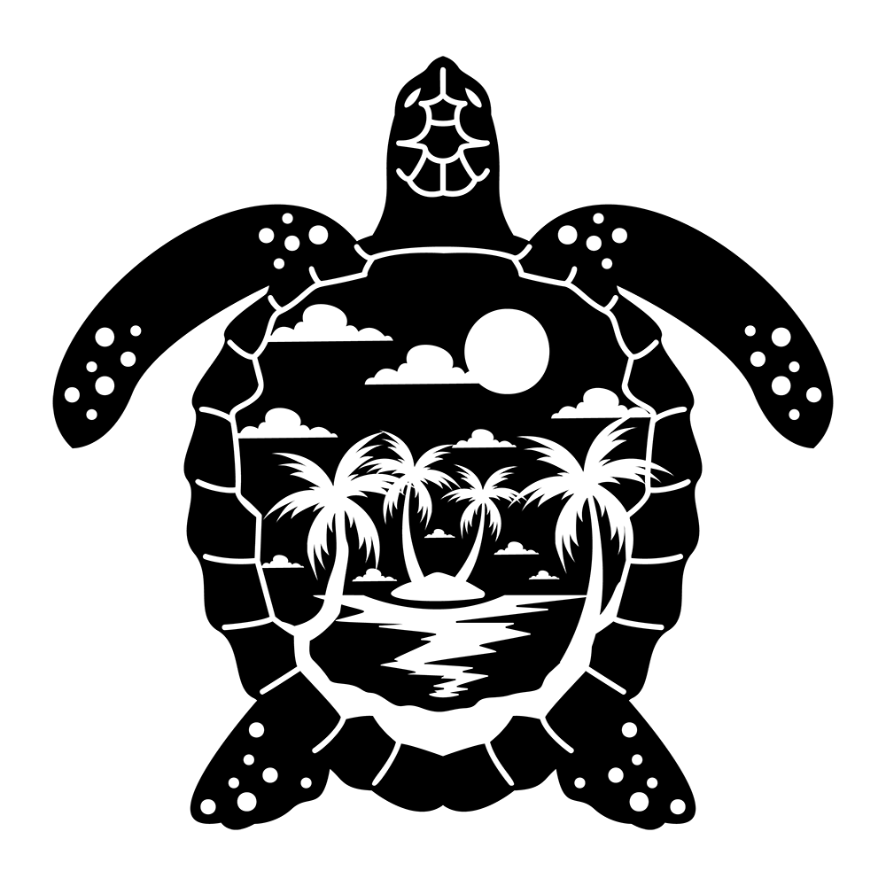 Tropical Island Sea Turtle Vinyl Decal Sticker