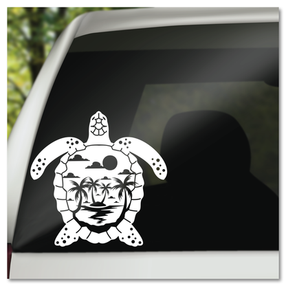 Tropical Island Sea Turtle Vinyl Decal Sticker