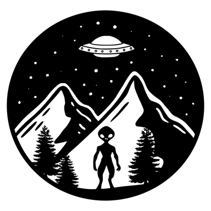 Alien UFO Mountains Vinyl Decal Sticker