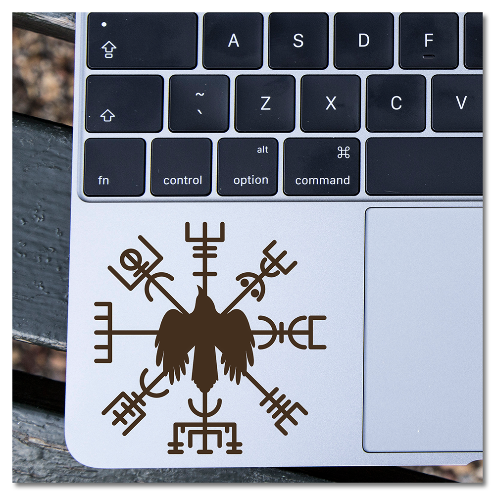 Viking Runes Compass and Crow Vinyl Decal Sticker