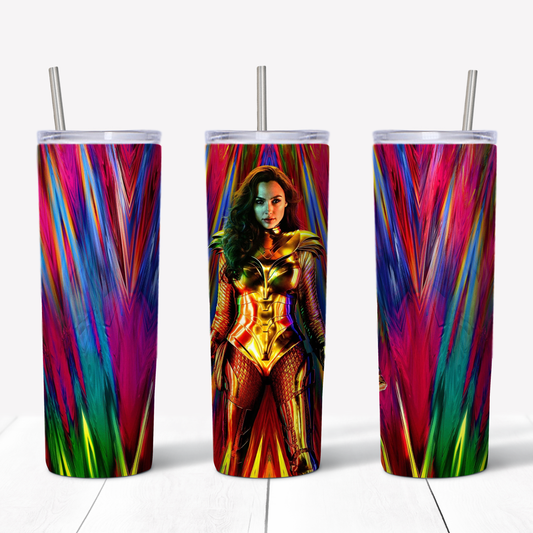 Wonder Woman Gal Gadot 20oz Sublimated Metal Tumbler