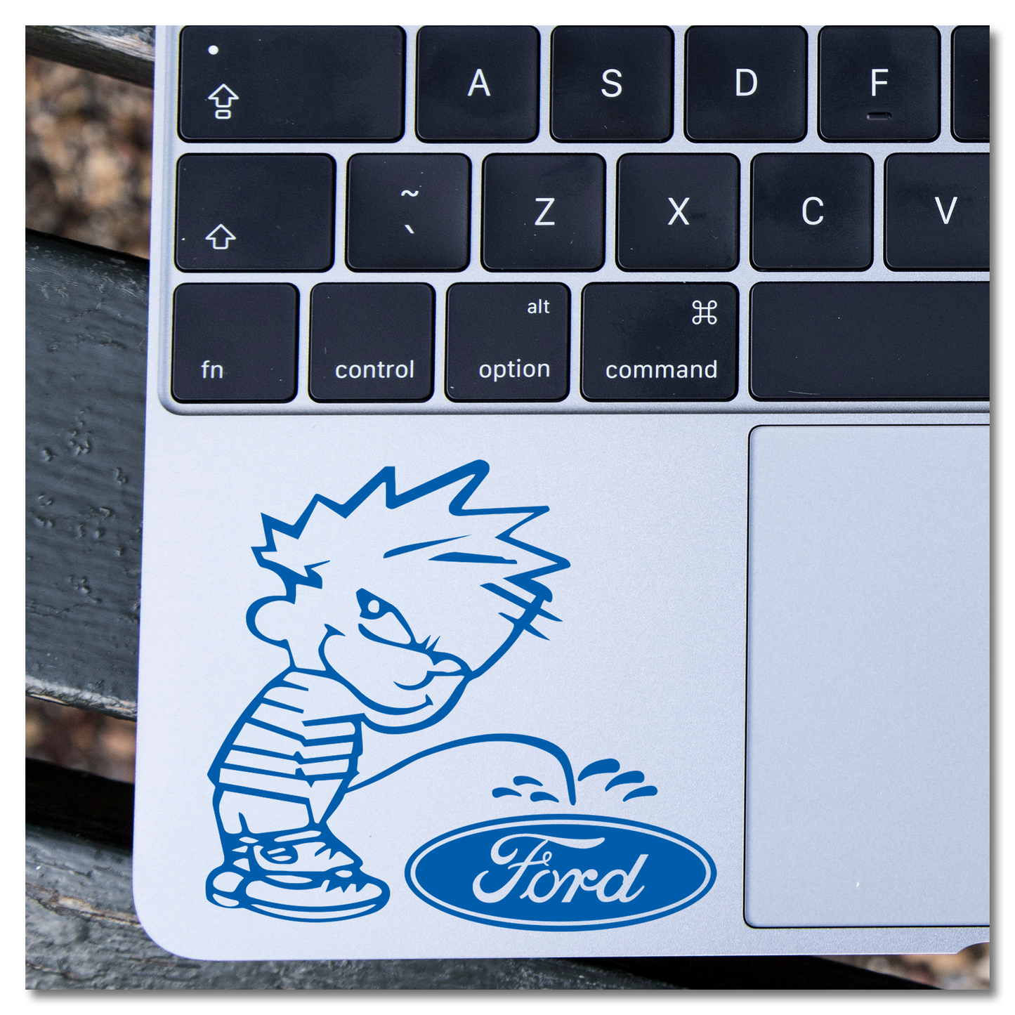 Calvin Peeing on Ford Logo Vinyl Decal Sticker