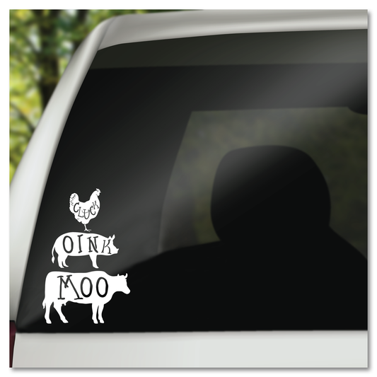 Cluck Oink Moo Hoender Vark Koei Vinyl Decal Sticker