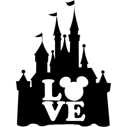 LOVE Hidden Mickey in Disney Castle Vinyl Decal Sticker