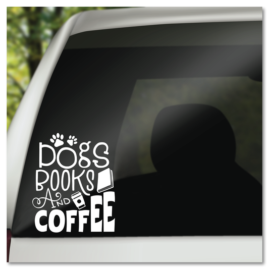 Dogs, Books and Coffee Vinyl Decal Sticker