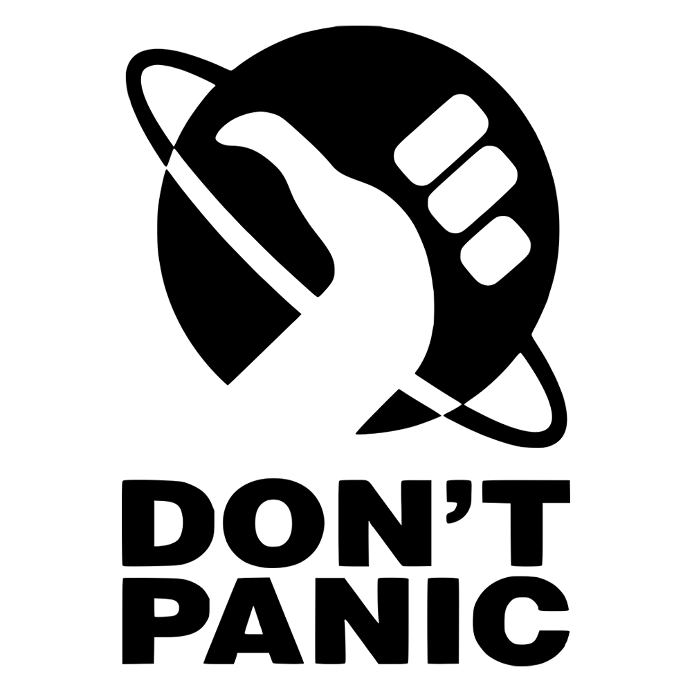 Don't panic The Hitchhiker's Guide to the Galaxy Sticker for Sale