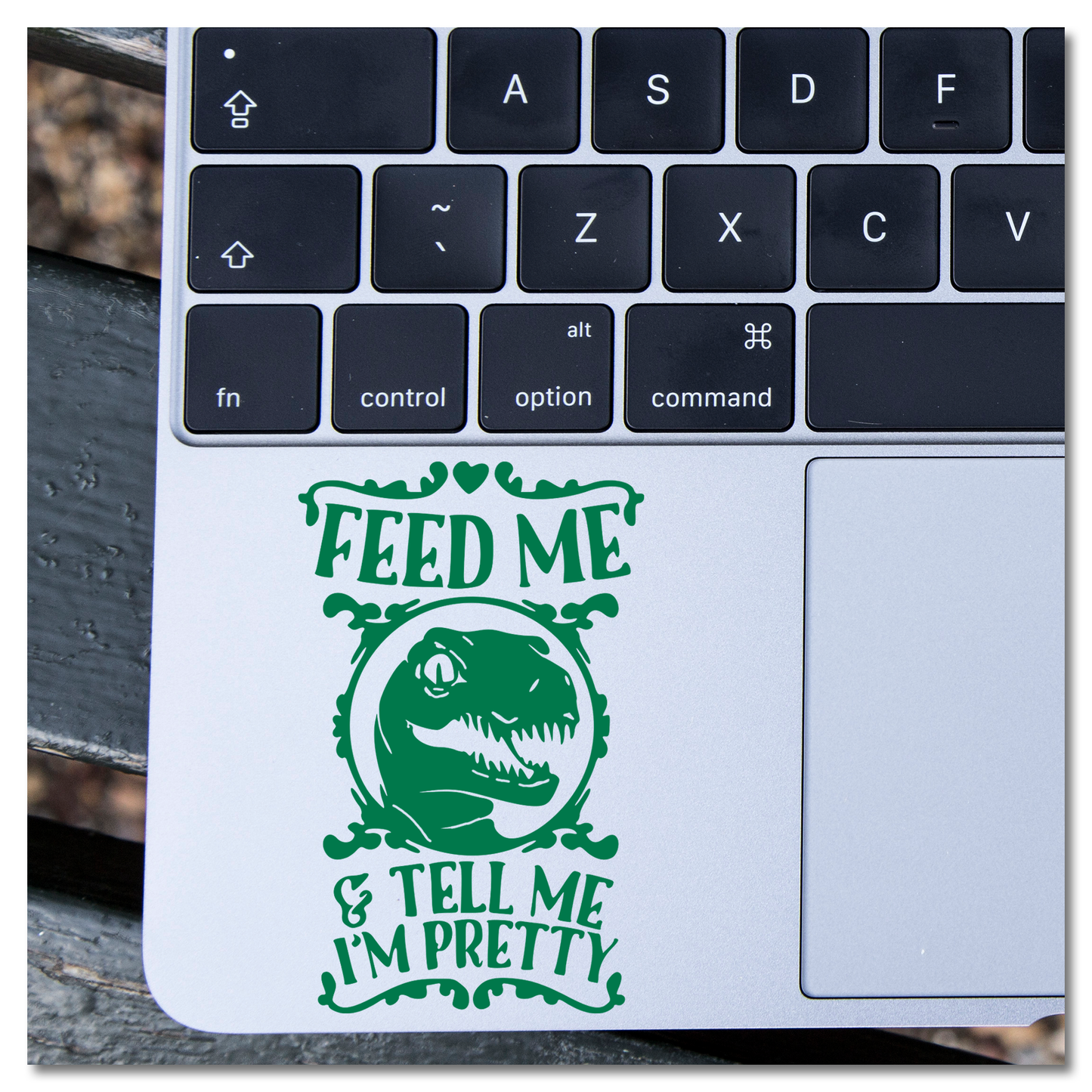Feed Me & Tell Me I'm Pretty Velociraptor Vinyl Decal Sticker
