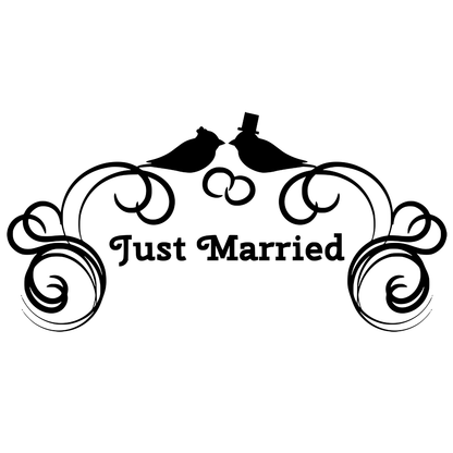 Just Married Doves Vinyl Decal Sticker
