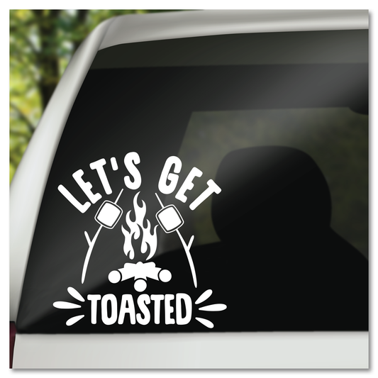 Let's Get Toasted Marshmallows Camping Vinyl Decal Sticker